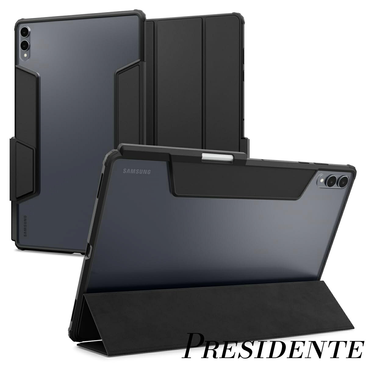 乐天商城 - 【まとめ買いで最大500円OFFクーポン!】【送料無料】Galaxy Tab S11 Ultra ケース (2025年モデル) 背面 クリア 透明 米軍MIL資格 スリム スタンド 耐衝撃 傷防止 カメラ保護 オートスリープ ウルトラ・ハイブリッド・プロ ACS10219 (ブラック)