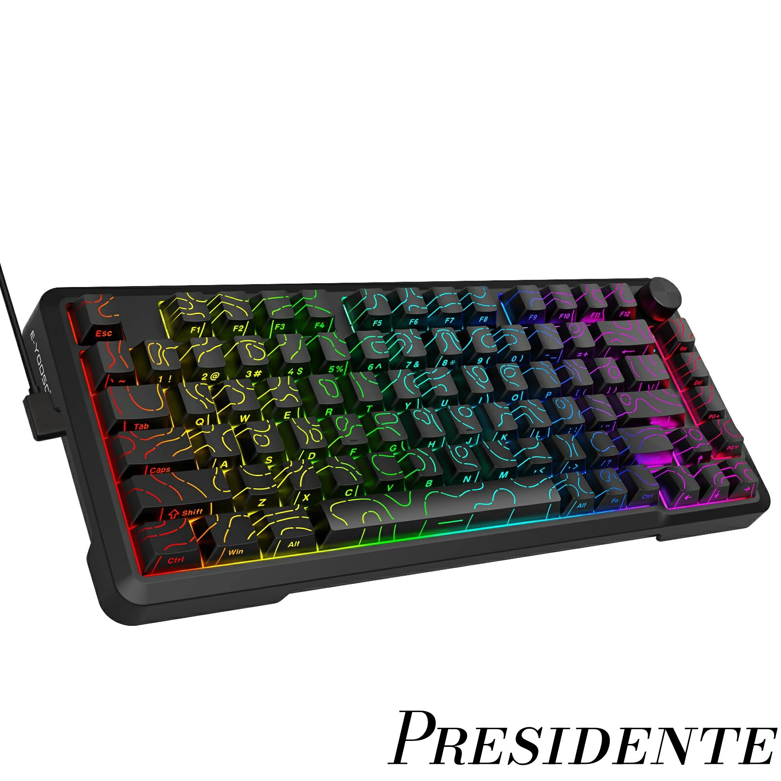Z82 75% メカニカルキーボード 英語配列 81キー 有線 ゲーミングキーボード 銀軸 ホットスワップ 3/5 ピン対応 4 層吸音静音構造＆ノブ付き RGBバックライト付き 全キー防衝突 USB-C PS5/Windows/Mac 対応 ブラッ