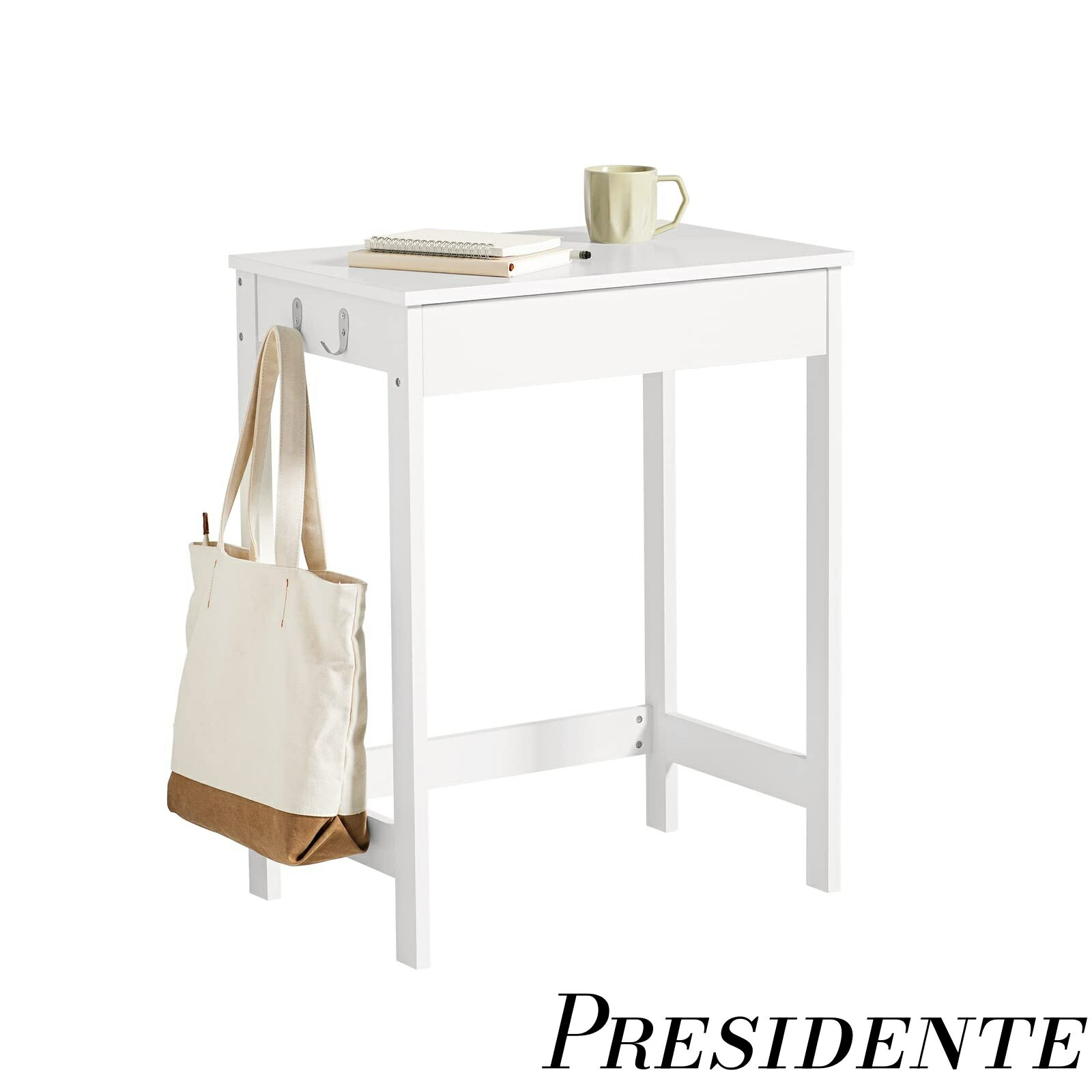 【まとめ買いで最大500円OFFクーポン!】【送料無料】ミニデスク コンパクトデスク 机 小さい パソコンデスク コンパクト 幅60×奥行き40×高さ76cm pc 机 引き出し付き 木製 一人暮らし シンプル 勉強机 白 学習机 作業机 在宅勤務 ミシン台 オフィス 机 机 小さい (FWT43-W/