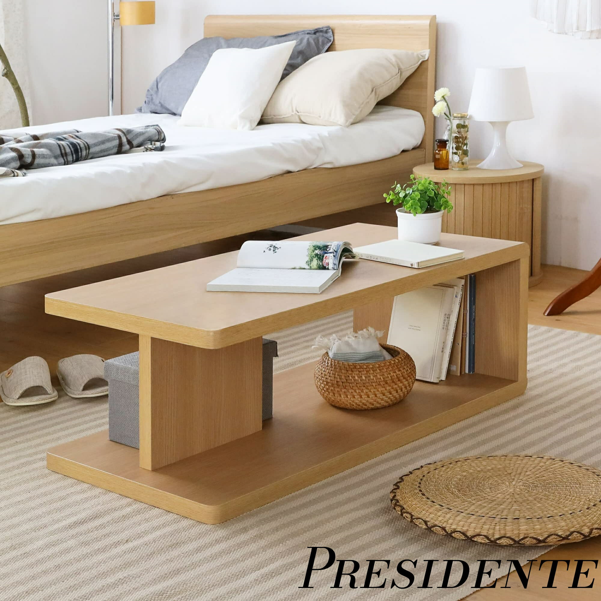 【まとめ買いで最大500円OFFクーポン!】【送料無料】ローテーブル 机 おしゃれ シンプル かわいい ナチュラルブラウン 幅89.7 高さ31.6 奥行45cm KI2-9045TNA キアエッセ2