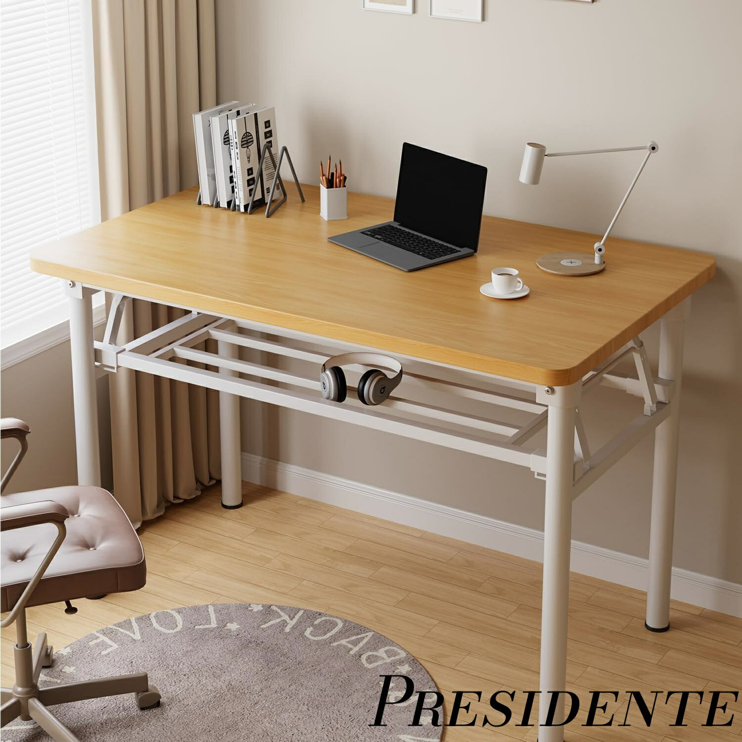 【まとめ買いで最大500円OFFクーポン!】【送料無料】デスク パソコンデスク 組立不要 幅80/100cm×奥行50cm シンプルワークデスク 書棚付き テーブル 会議テーブル pc 作業台 書斎 机 勉強机 丸い足 完成品