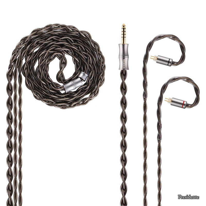DuskSky イヤホンリケーブル アップグレードケーブル 0.78mm 2pin 4.4mm 6N純銀が入った 五つの材質の混合 hifiリケーブル ダークグレー 交換用 イヤモニ 音質改善 金属製コネクタ 着脱式 1.2m DIY (4.4mm 0.78 2Pin)
