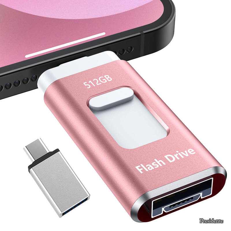 【送料無料】アルバム整理簡単】Phone用USBメモリ 4in1 USBメモリ512GB phone用外付けメモリ 高速USB3.0 タイプc usbメモリー IOS/Android/PC/Macに対応 phone兼用 バックアップ アプリ不要 スマホ usbメモリ phone 写真データ保存 スマホ容量不足解消 写真画像撮り放題(ピン