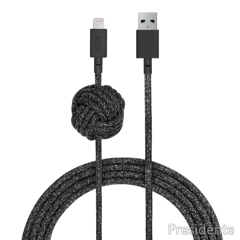 Native Union ナイトケーブル - 10フィート 超強力 補強  丈夫なLightning - USB-A充電ケーブル 重みのある結び目付き iPhone 14 iPhone 13以前の(Cosmos)に対応
