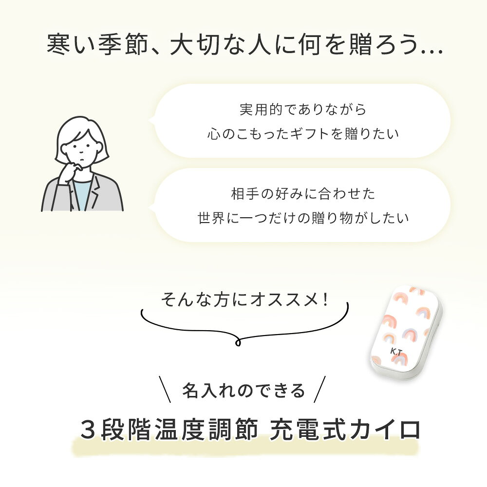 【全面デザイン】名入れ 充電式カイロ モバイルバッテリー 長時間 大容量 カスタマイズ オリジナル USBカイロ 冬 プレゼント オフィス 誕生日 実用的 ノベルティ おしゃれ USB充電 軽量 2000mAh TypeCケーブル付 即日発送 ザワウ