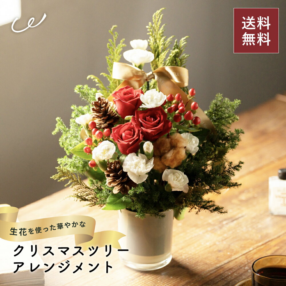 【送料無料】華やかさを演出するツリーアレンジメント アレンジメント 花 生花 12月 冬 プレゼント ギフト 飾り おしゃれ 華やか 赤/白/緑 赤色/白色/緑色 ザワウ 誕生日プレゼント 女友達 クリスマス お歳暮