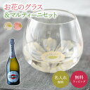 名入れ ガーベラグラス ＆ 世界No.1マルティーニ ブリュット 750ml グラスセット 酒器 グラス オンライン飲み会 パーティ 誕生日 名前入り 名入れ無料 贈り物 ギフト ラッピング プレゼント あす楽