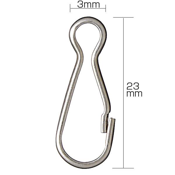 ナスかん 真ちゅう 200個入　BKS-108　23×3mm ナスカン パーツ 金具 連結パーツ チェーン金具 ニッケルメッキ
