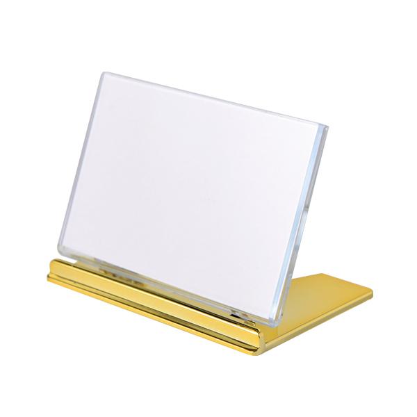 リクライニングカードホルダー UC-2 金　中紙無地｜販促POP カード立て L型 傾斜タイプ カードスタンド ポップケース POPスタンド 角度調節 ショップカード
