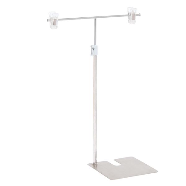 Rakuten - スタンドポスター掛 ステン コーナータイプ W200×H360〜560mm 組立式 ステンレス スチール クロームメッキ T字 ポスター 値札 スタンド 店舗 展示 表示 ディスプレイ サイン 販促 販売促進 販売促進品 卓上 展示 広告 業務用 店舗用