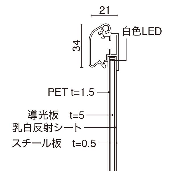 MGライトパネルカスタム 屋内外 A1シルバー LEDポスターパネル H841mm×W594mm 防水対応 壁付グリップ式 フレーム幅34mm 厚さ21mm シルバー A1 壁付ポスターフレーム LED照明入り看板 光るポスターグリップ PGライト