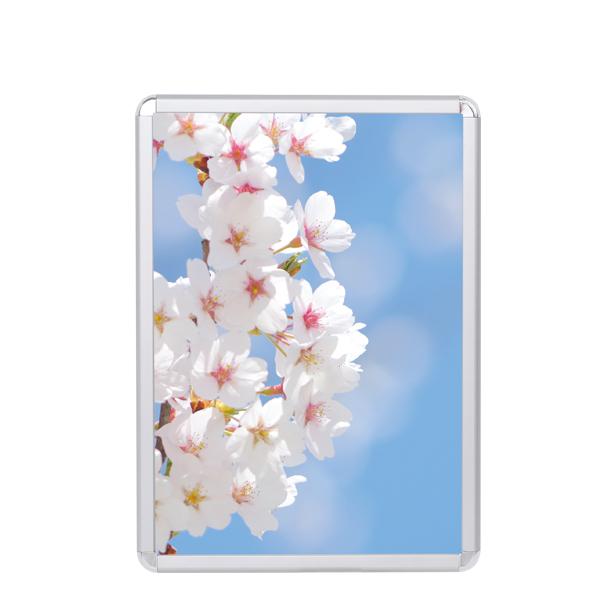 ポスターフレーム スリム メディアグリップ (MG-25R) A2サイズ 屋内用/ 額縁 額 ポスターパネル グリップ 看板 表 壁固定 前開き フロントオープン 店舗 飲食店 銀 シルバー ポスター フレーム 店舗用 掲示板 パネルフレーム