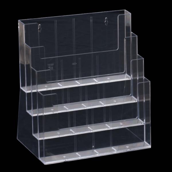 カタログホルダー 4C330 A4ヨコ 4段 | チラシ パンフレット リーフレット カタログ 案内 卓上 カタログスタンド カタログケース パンフレットスタンド ラック 案内 透明 クリア