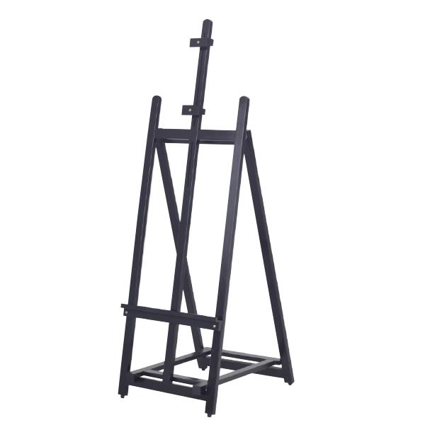 Rakuten - 【B2・B1・A2〜A0パネル対応】ウェイタブル木製イーゼル160 ブラック 幅540mm×奥行590mm×高1680mm パネル受巾30mm 木製 イーゼル 絵画 パネルスタンド ウェルカムボード メニュー 看板 店舗用 カフェ おしゃれ ディスプレイ