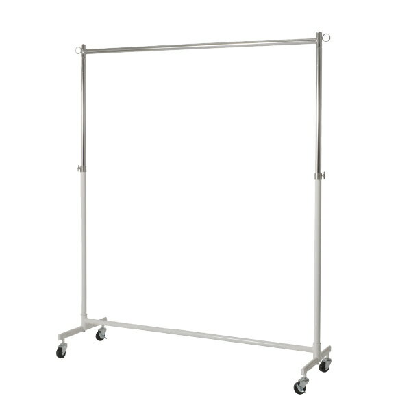 【個人宅配送不可】強化型シングルハンガー ホワイト W1200 | 友屋 ハンガーラック キャスター付き 伸縮 高さ調整可能 耐荷重60kg パイプ 頑丈 丈夫 業務用 什器 パイプ アパレル