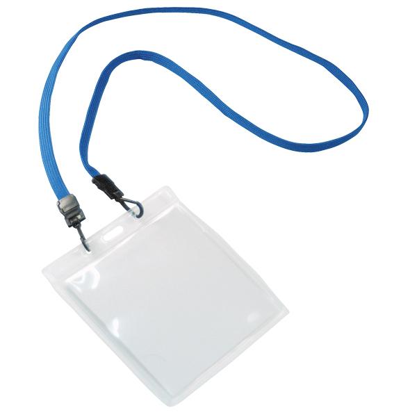NEWフックストラップ名札 II ブルー 【 青 ネックストラップ + 名札ケース 】2本掛け 店舗 イベント 文..