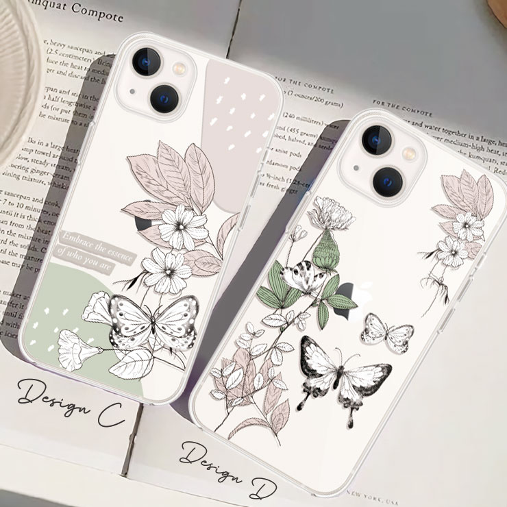 Galaxy S25 S24 A545G A23 A53 A52 S20 Ultra ハードケース クリアケース スマホケース Google Pixel10 10pro Google Pixel 9 9a 9Pro 8a 8pro おしゃれ かわいい 流行 韓国 ラインアート フラワー 花 flower 花言葉 線画 メッセージ 蝶