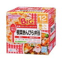 ビッグサイズの栄養マルシェ 根菜きんぴら弁当 110g+80g 商品説明 『ビッグサイズの栄養マルシェ 根菜きんぴら弁当 110g+80g 』 ◆大満足のたっぷりサイズ(鯛めし110g+根菜きんぴら80g) ◆主食とおかずの組み合わせで食事のバランスをしっかりケア ◆具の野菜は国産野菜100％ ◆そのままでもおいしい。レンジもOK ◆レンジの温めが簡単。ラップ、皿いらず ◆スプーン1本付きでおでかけにも便利 ◆12か月頃から ビッグサイズの栄養マルシェ 根菜きんぴら弁当 110g+80g 　詳細 【栄養成分】 ＜鯛めし／1コ(110g)あたり＞ エネルギー 82kcaL たんぱく質 1.5g 脂質 0.7g 炭水化物 17.4g ナトリウム 242mg ＜根菜きんぴら／1コ(80g)あたり＞ エネルギー 41kcaL たんぱく質 2.6g 脂質 1.0g 炭水化物 5.4g ナトリウム 176mg 原材料など 商品名 ビッグサイズの栄養マルシェ 根菜きんぴら弁当 110g+80g 原材料もしくは全成分 鯛めし・・・精白米(国産)、野菜(にんじん、だいこん)、かつお昆布だし、たいすり身(たい、砂糖)、たいエキス、砂糖、植物油脂、食塩、しょうゆ、米酢、増粘剤(加工でん粉) 根菜きんぴら・・・野菜(ごぼう、にんじん、れんこん、さやいんげん)、たら、だいず、しょうゆ、砂糖、ほたてエキス、ごま油、米酢、食塩、増粘剤(加工でん粉) 内容量 110g+80g 販売者 和光堂 ご使用方法 ・温める場合は、容器のふたシールを取り除いて、そのままチン！500〜600Wで20秒が目安です。 ・2コ同時の温めもOK！ ・お皿不要で楽チン！ セット詳細 鯛めし 110g、根菜きんぴら 80g 広告文責 株式会社プログレシブクルー072-265-0007 区分 日用品ビッグサイズの栄養マルシェ 根菜きんぴら弁当 110g+80g×3個セット