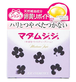 マダムジュジュ　45g 商品説明 『マダムジュジュ　45g』 ●25歳からのうるおいケアにおすすめのクリーム！ ●お肌にうるおいを与える卵黄リポイド（天然補油成分）配合のモイスチャークリーム。 ●肌あれを防ぎ、ハリとツヤを与えます。 【マダムジュジュ　45g　詳細】 原材料など 商品名 マダムジュジュ　45g 原材料もしくは全成分 水、ステアリン酸、PG、グリセリン、セテアリルアルコール、ソルビトール、ミリスチン酸イソプロピル、変性アルコール、水酸化K、ミリスチン酸、ポリソルベート60、香料、イソプロパノール、ステアリン酸PEG−2、プロピルパラベン、TEA、卵黄エキス 内容量 45g 販売者 小林製薬 ご使用方法 化粧水や乳液のあと、適量(パール粒大)を手にとり、お肌になじませてください。 広告文責 株式会社プログレシブクルー072-265-0007 区分 スキンケアマダムジュジュ　45g×3個セット