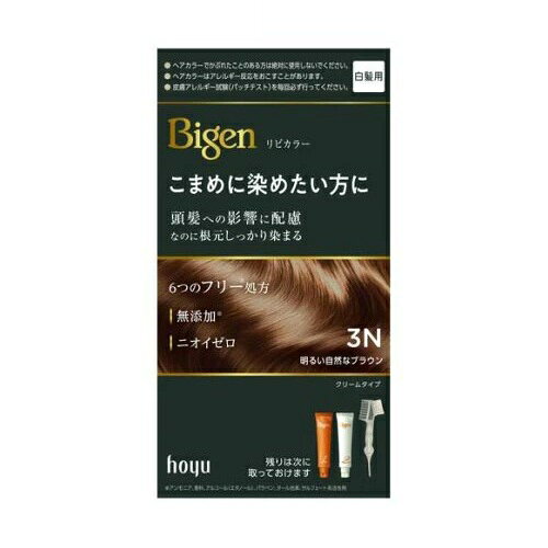 ホーユー ビゲン リピカラー 3N 明るい自然なブラウン 商品説明 『ホーユー ビゲン リピカラー 3N 明るい自然なブラウン』 ◆頭髪への影響に配慮、なのに根元しっかり染まる。こまめに染めたい方用の白髪染め ◆6つのフリー処方(アンモニア、香料、アルコール(エタノール)、パラベン、タール色素、サルフェートは無添加) ◆染めた後までニオイゼロ ◆エイジング毛に特化したキューティクル保護成分配合 ◆頭髪想いのうるおい成分、毛髪保護成分配合 ホーユー ビゲン リピカラー 3N 明るい自然なブラウン　詳細 原材料など 商品名 ホーユー ビゲン リピカラー 3N 明るい自然なブラウン 原材料もしくは全成分 ★1剤 有効成分：5-アミノオルトクレゾール、塩酸2.4-ジアミノフェノキシエタノール、パラアミノフェノール、硫酸トルエン-2.5-ジアミン、レゾルシン その他の成分：BG、HEDTA・3Na2水塩、PEG(20)、PG、POEオレイルエーテル、POEステアリルエーテル、POEセチルエーテル、アスコルビン酸、アラキルアルコール、グリチルリチン酸2K、サッカリンNa、ジメチコン、ステアリルアルコール、ステアルトリモニウムクロリド、モノエタノールアミン、ルチン、ワセリン、塩化K、塩化ヒドロキシエチルセルロースジメチルジアリルアンモニウム、酵母エキス-3、水酸化Na、無水亜硫酸Na ★2剤 有効成分：過酸化水素水 その他の成分：POEステアリルエーテル、POEセチルエーテル、ジメチコン、ステアリルアルコール、ステアルトリモニウムクロリド、ヒドロキシエタンジホスホン酸4Na液、ヒドロキシエタンジホスホン酸液、フェノキシエタノール、ベヘニルアルコール、ポリ塩化ジメチルジメチレンピロリジニウム液、高重合ジメチコン-1、流動パラフィン 内容量 1セット 販売者 ホーユー 販売名A11 ヘアカラー 1剤A 3N、HC オキサイド 2剤A ご使用方法 ・使用量の目安：ショートヘア(髪全体)約1回分 ・髪の量が多い方は2箱ご用意ください。 ・残りは次に取っておけます ・ ・ご使用前に必ず説明書をよく読んでお使いください。 ・染毛の48時間前には必ず皮膚アレルギー試験(パッチテスト)をしてください。 (1)混合クリームをつくる ・1剤と2剤を同量出し、よく混ぜます。 (2)クリームをぬる ・乾いた髪に、コームブラシでムラなくぬります。 ・白髪が気になる部分には、たっぷりぬります。 ・15分放置 (3)洗い流す ・よくすすぎ、シャンプー・コンディショナーで仕上げます。 セット詳細 1剤：40g、2剤：40g、コームブラシ、手袋 ご使用上の注意 ・ヘアカラーでかぶれたことのある方は絶対に使用しないでください。 ・ヘアカラーはアレルギー反応をおこすことがあります。 ・皮膚アレルギー試験(パッチテスト)を毎回必ず行ってください。 ・ヘアカラーでかゆみ、発疹、発赤がでたことのある方は、絶対に使用しないでください。 ・必ずご購入前・ご使用前にお読みください。 ・ご使用の際は使用説明書をよく読んで正しくお使いください。 ・次の方は使用しないでください。 ・今までに本品に限らずヘアカラーでかぶれたことのある方 ・今までに染毛中または直後に気分の悪くなったことのある方 ・皮膚アレルギー試験(パッチテスト)の結果、皮膚に異常を感じた方 ・頭皮あるいは皮膚が過敏な状態になっている方(病中、病後の回復期、生理時、妊娠中等) ・頭、顔、首筋にはれもの、傷、皮膚病がある方 ・腎臓病、血液疾患等の既往症がある方 ・体調不良の症状が持続する方(微熱、けん怠感、動悸、息切れ、紫斑、出血しやすい、月経等の出血が止まりにくい等) ・薬剤や洗髪時の洗い液が目に入らないようにしてください。 ・眉毛、まつ毛には使用しないでください。 ・幼小児の手の届かない所に保管してください。 ・高温や直射日光を避けて保管してください。 ・幼小児には使用しないでください。 原産国 日本 広告文責 株式会社プログレシブクルー072-265-0007 区分 医薬部外品ホーユー ビゲン リピカラー 3N 明るい自然なブラウン　1セット×3個セット