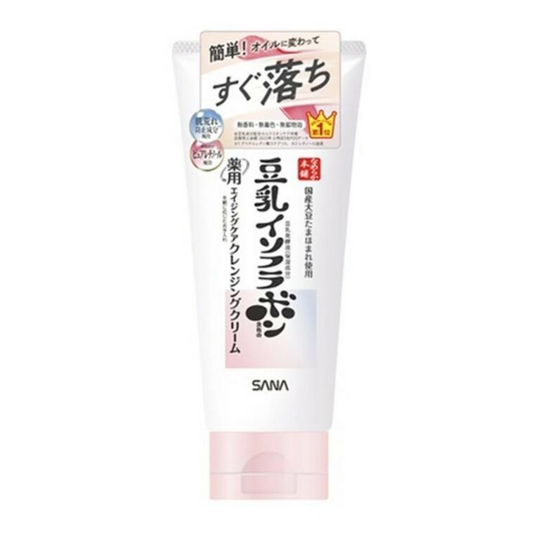 サナ なめらか本舗 薬用WRクレンジングクリーム ホワイト 商品説明 『サナ なめらか本舗 薬用WRクレンジングクリーム ホワイト』 ◆薬用豆乳のエイジングケア※クレンジングクリーム ◆クリームがオイルに変わって、しっかりメイクも毛穴の奥の汚れもすく落ち！ ◆うるおいにより、ハリと透明感のある素肌へ ◆毛穴ケア※1・くすみ※2オフ・ハリつや・洗い上がりもっちり ◆国産大豆たまほまれ使用の豆乳発酵液(保湿成分)×肌荒れ防止成分※3×ピュアレチノール(保湿成分)※4 ◆ウォータープルーフも落ちる ◆W洗顔不要 ◆まつエクOK ◆パッチテスト済み、アレルギーテスト済み(すべての方に皮フ刺激やアレルギーが起きないわけではありません。) ※エイジングケア：年齢に応じたお手入れ ※1 毛穴の汚れを落とす ※2 古い角質による ※3 グリチルレチン酸ステアリル ※4 レチノール油液 サナ なめらか本舗 薬用WRクレンジングクリーム ホワイト　詳細 原材料など 商品名 サナ なめらか本舗 薬用WRクレンジングクリーム ホワイト 原材料もしくは全成分 有効成分：グリチルレチン酸ステアリル その他の成分：2-エチルヘキサン酸セチル、パルミチン酸2-エチルヘキシル、水、BG、モノステアリン酸ポリエチレングリコール、ミツロウ、モノイソステアリン酸ポリエチレングリコール、豆乳発酵液、ニコチン酸アミド、レチノール油液、N-ステアロイルジヒドロスフィンゴシン、水酸化大豆リン脂質、炭酸ジカプリリル、イソノナン酸イソノニル、大豆油、2-メタクリロイルオキシエチルホスホリルコリン・メタクリル酸ブチル共重合体液、スクワラン、イソステアリン酸ポリオキシエチレングリセリル、エタノール、カルボキシビニルポリマー、シクロヘキサンジカルボン酸ビスエトキシジグリコール、ジリノール酸ジ(フィトステリル／イソステアリル／セチル／ステアリル／ベヘニル)、ダイズエキス、フィトステロール、モノステアリン酸ソルビタン、水酸化K、水素添加大豆リン脂質、濃グリセリン、フェノキシエタノール、パラベン 内容量 130g 販売者 常盤薬品工業 化粧品営業部 販売名サナ WRクレンジングクリーム NH ご使用方法 お顔・手が乾いた状態で適量(さくらんぼ大1コ分)をとり、お顔全体に広げクリームがオイルに変化するまでメイクとなじませます。その後、水またはぬるま湯で十分に洗い流してください。 ご使用上の注意 ・お肌に異常が生じていないかよく注意して使用してください。 ・傷・はれもの・しっしん等異常のあるときは、お使いにならないでください。 ・使用中、または使用後日光にあたって、赤味・はれ・かゆみ・刺激・色抜け(白斑等)や黒ずみ等の異常があらわれたときは、使用を中止し、皮フ科専門医等にご相談されることをおすすめします。そのまま化粧品類の使用を続けますと悪化することがあります。 ・乳幼児の手の届かないところに保管してください。 ・極端に高温または低温の場所、直射日光のあたる場所には保管しないでください。 ・目に入らないようご注意ください。目に入ってしまった場合は、こすらずすぐに洗い流してください。 ・浴室乾燥機を使用する場合は、浴室内に置かないでください。 ・使用後は必ずフタを閉めてください。 原産国 日本 広告文責 株式会社プログレシブクルー072-265-0007 区分 医薬部外品サナ なめらか本舗 薬用WRクレンジングクリーム ホワイト(130g)×3個セット