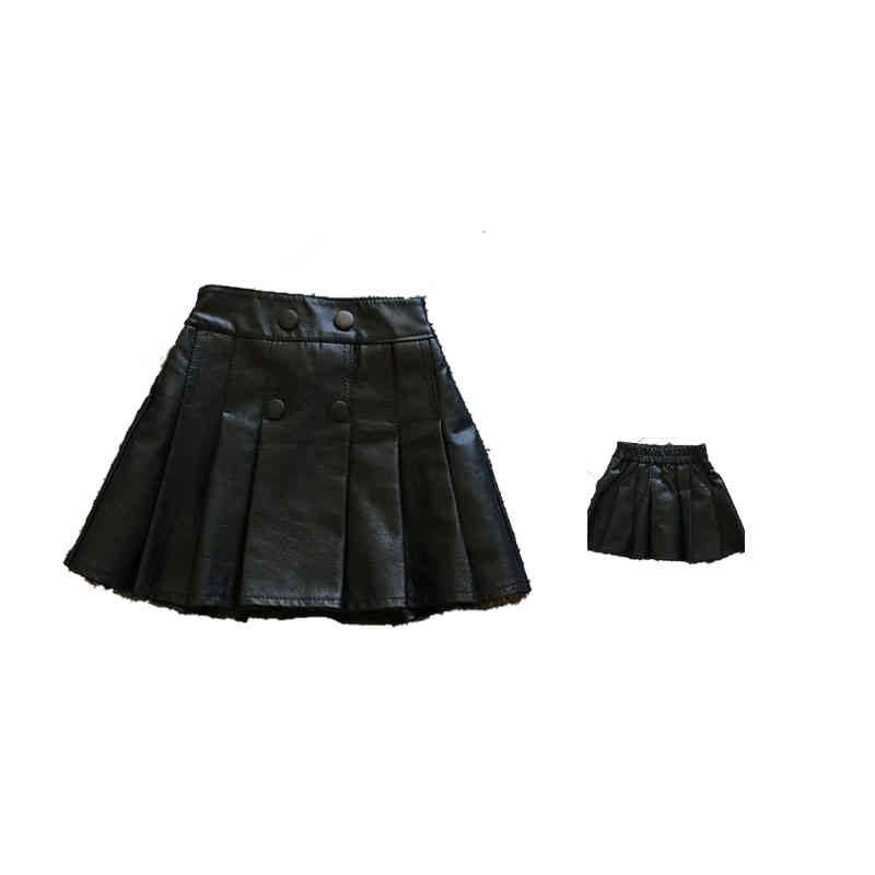 レザースカート キッズ 秋冬 プリーツスカート 女の子 スカート ハイウエスト ショート丈スカート ボトムス 無地 シンプル カジュアル おしゃれ ジュニア 子供服 ミニスカート Aラインスカート ガールズ プリーツ レザー PU かわいい 送料無料