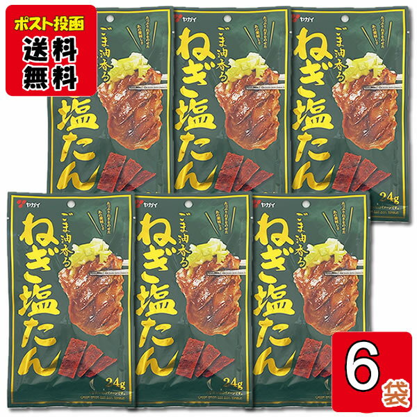 ごま油香る ねぎ塩たん 24g×6袋 お試しセット ヤガイ おつまみ 珍味 ジャーキー 豚タン