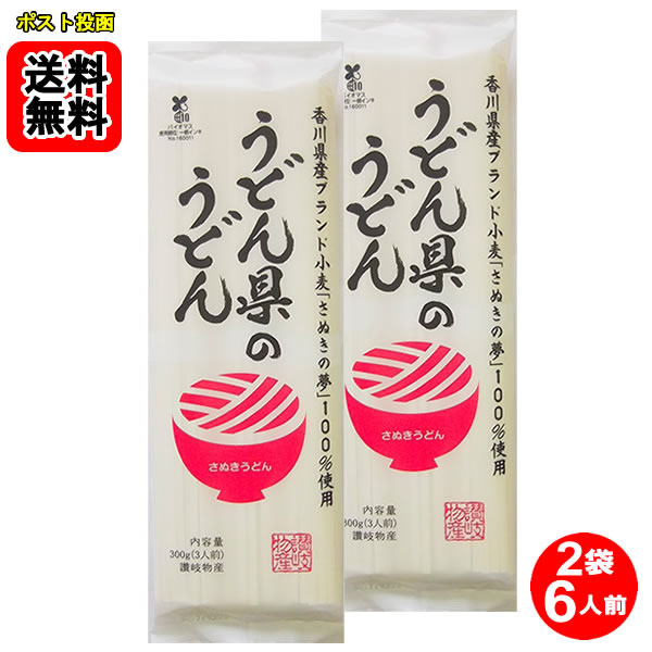 乐天商城 - うどん県のうどん 300g×2袋（計6人前）お試しセット 讃岐物産【メール便送料無料】