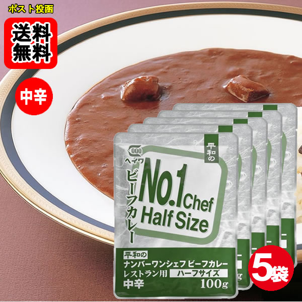Rakuten - ヘイワ ナンバーワンシェフビーフカレー ハーフサイズ 100g×5袋お試しセット 【メール便送料無料】