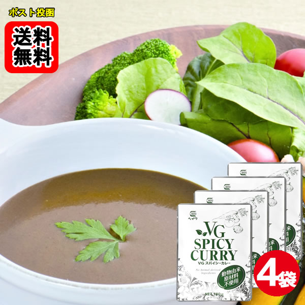 Rakuten - ベジタブルスパイシーカレー 動物由来原材料不使用 180g×4袋お試しセット【メール便送料無料】