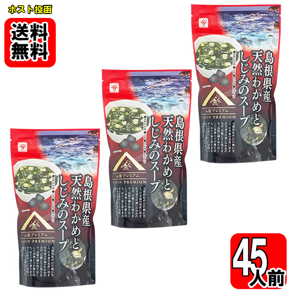 島根県産天然わかめとしじみのスープ 60g×3袋（計45杯分）お試しセット【メール便送料無料】