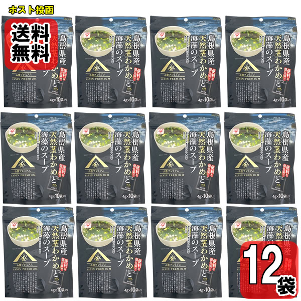 島根県産天然茎わかめと海藻のスープ 40g×12袋（計120杯分）詰め合わせセット【メール便送料無料】