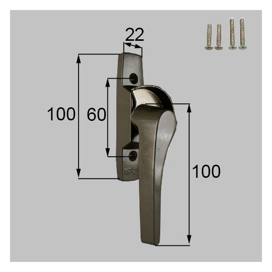 【FNMB184×1 BI423×2 BI129×2】 LIXIL(トステム) AT テラスグレモンハンドル(右用) 窓(サッシ)部品 本体ねじセット