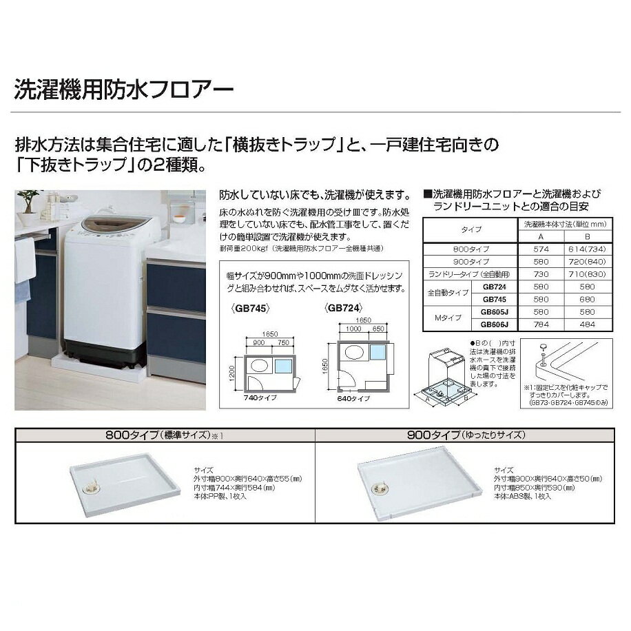 パナソニック　洗濯機用防水フロアー(洗濯機パンセット/900タイプ)　【GB731＋GB( )】GB731＋GB881 GB731＋GB891