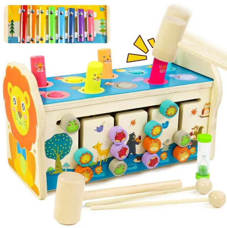 知育玩具 モンテッソーリ 木琴 ハンマートイ 3 IN 1 木のおもちゃ おもちゃ 女の子 男の子 子供 誕生日ランキング 早期開発 指先訓練 音楽おもちゃ 知育玩具 ランキング クリスマス プレゼントランキング 出産祝い