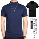 メンズ 2枚セット シンプル 半袖Tシャツ 襟高さ4-5cm スリム 半袖 ハイネック 無地tシャツ 重ね着 ハイネックtシャツ 夏 紳士服 無地 カットソー 着?せ 春秋 ティーシャツ トップス 紫外線カット ゴルフウェア カジュアル 大きいサイズ シンプル tシャツ