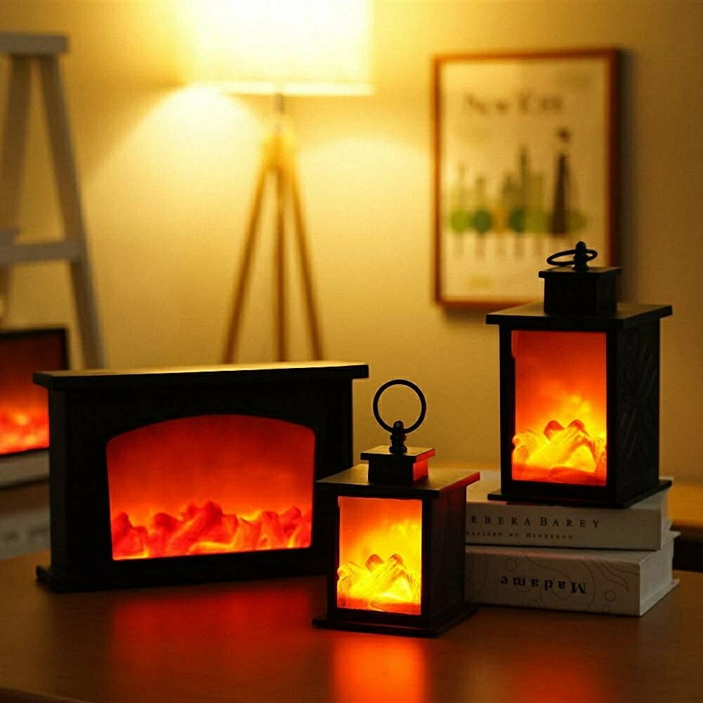 【楽天スーパーSALE】小さな 居心地の良い 暖炉のランタン 伝統的なリアルな丸太薪炎効果 ライト LED チャコールスタイルテーブルランプ 暖炉型ライト 暖炉ランプ テーブルランプ 常夜灯 ルームライト ルームランプ ハロウィンライト フレームランプ 火光 火炎 ライト 飾り