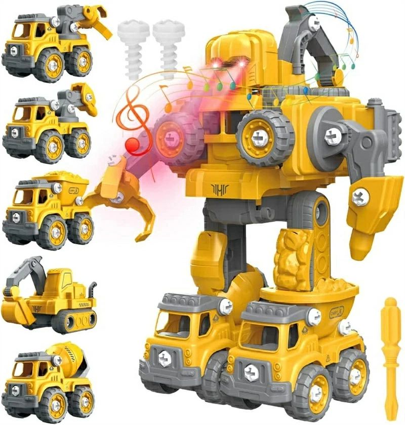 【楽天スーパーSALE】5 in 1変形ロボット 建設車両 ロボッ車セット 組み立て おもちゃ 立体パズル 想像力創造力を育てる 教育 学習 モデルDIY おもちゃ 知育玩具 子供用 分解おもちゃ ボルトを締め付け 子供向け おもちゃ工事カー DIYカー ショベルカー 掘削機