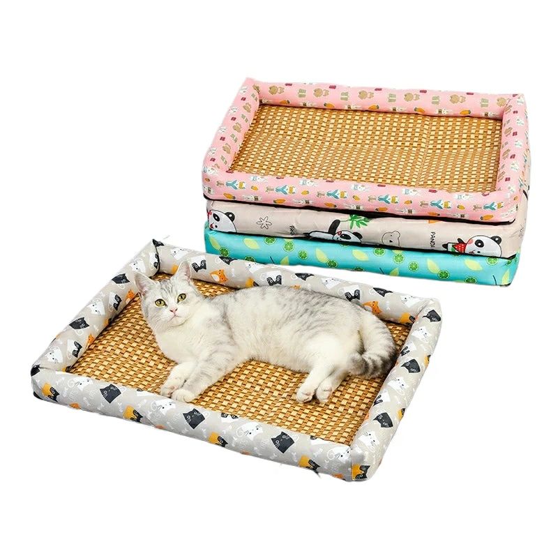 ペットベッド 夏 犬 猫 冷感 天然素材 竹席 ひんやり 洗える 犬マット 冷感マット 小型犬対応 耐噛み 猫ベッド ペット用布団 枕付き 部屋 ドッグベッド オシャレ かわいい 通気性 猫マット 滑り止め ペットマット ねこ 猫 S M L XL XXL
