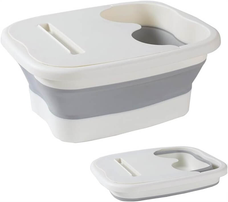 フットバス 折りたたみ 足湯 バケツ 足浴 足湯桶 スマホ立て コンパクト収納 省スペース 足浴桶 足の保温 家庭用 足の浴槽 軽量 持ち運び便利 (ホワイト)