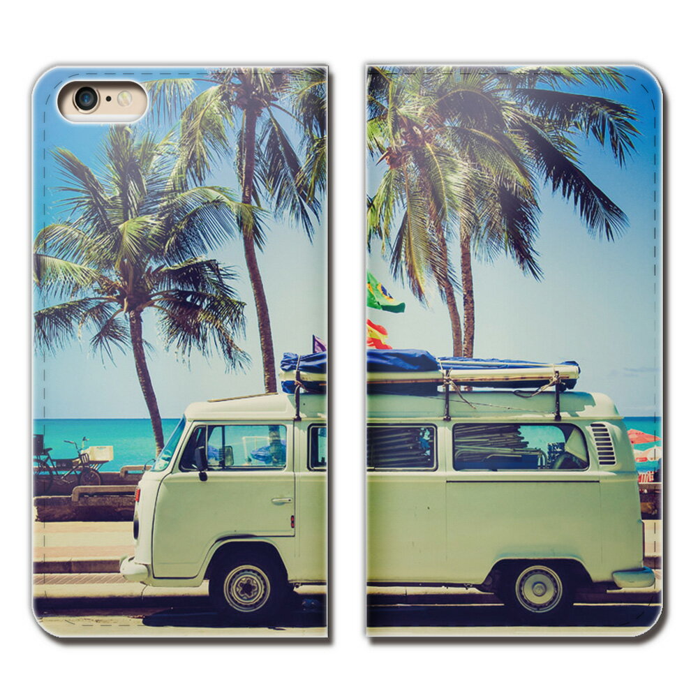 BASIO4 KYV47 スマホ ケース 手帳型 ベルトなし PHOTO ポスター 夏 ハワイ 車 スマホ カバー ポスター02 eb17702_03