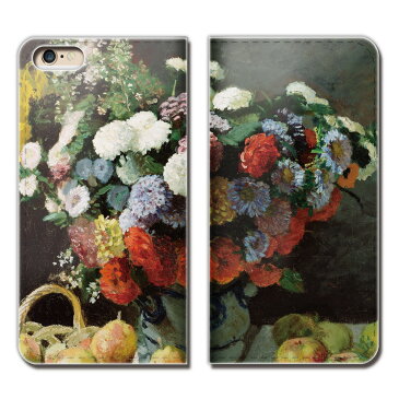 iPhone SE 第1世代 iPhoneSE スマホ ケース 手帳型 ベルトなし モネ 花と果物のある静物 スマホ カバー 絵画03 eb22602_03