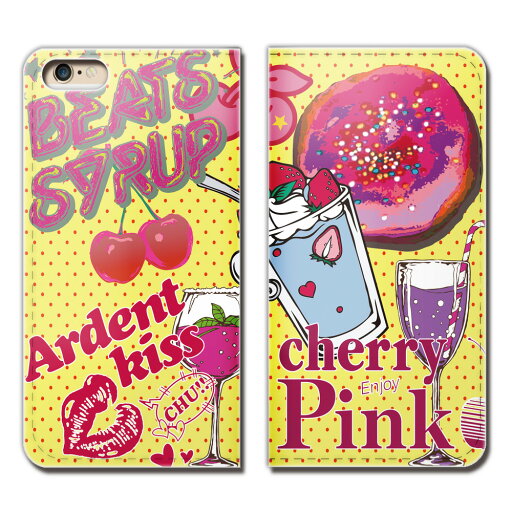 シンプルスマホ4 704SH ケース 手帳型 ベルトなし ガールズ スイーツ Cherry パフェ スマホ カバー girls01 eb18202_04 シンプルスマホ4 704SH ケース 手帳型 ベルトなし ガールズ スイーツ Cherry パフェ スマホ カバー girls01 eb18202_04