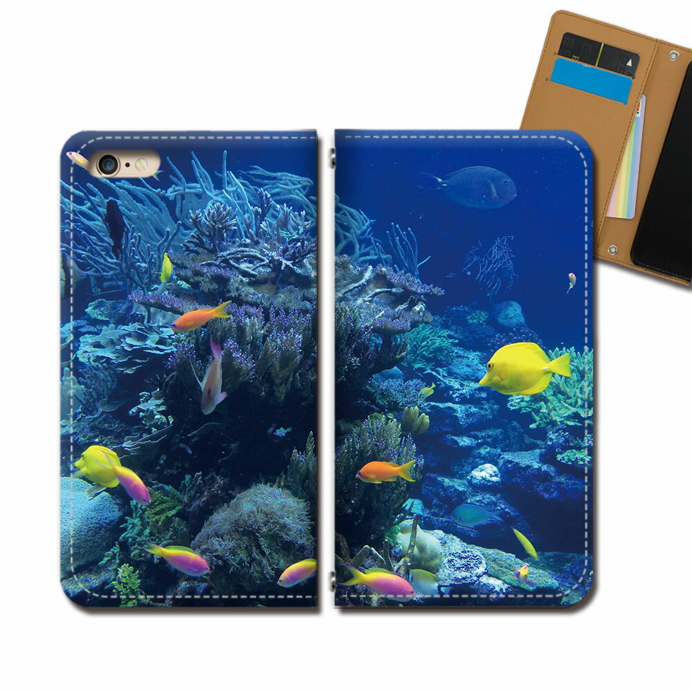 Galaxy A52 5G SC-53B スマホ ケース 手帳型 ベルトなし 海 スクーバダイビング 熱帯魚 サンゴ スマホ カバー 海 eb29703_05