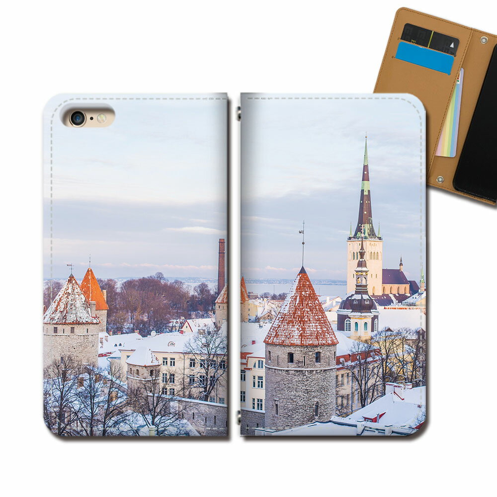 Xperia 5 SOV41 スマホ ケース 手帳型 ベルトなし 雪 街 冬 スマホ カバー ポスター eb32603_02