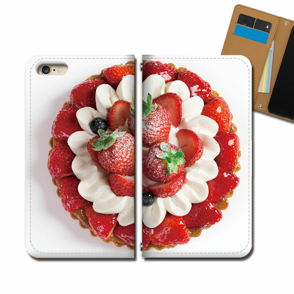 Galaxy A30 UQ mobile SCV43U スマホ ケース 手帳型 ベルトなし スイーツ ケーキ 苺 いちご イチゴ スマホ カバー 食べ物 eb33101_01
