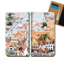 AQUOS sense4 SIMフリー SH-M15 スマホ ケース 手帳型 ベルトなし 絵画 水彩画 ヨーロッパ 街並み スマホ カバー 絵画 eb33801_03(2)