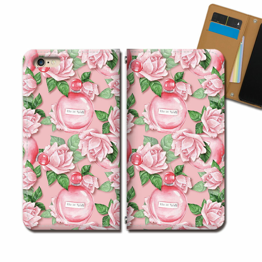 AQUOS sense4 basic A003SH スマホ ケース 手帳型 ベルトなし メイク 香水 化粧品 バラ 花 スマホ カバー コスメ eb34001_01のサムネイル