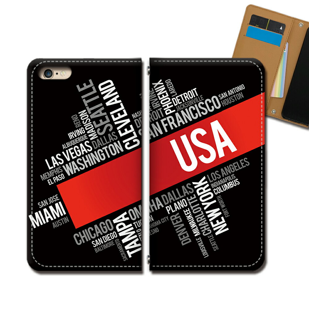 AQUOS sense2 SHV43-UQ スマホケース 手帳型 ベルトなし アメリカ USA 都市 州 スマホ カバー アメリカ バンドなし マグネット 手帳 携帯ケース eb35403_01 アクオス あくおす シャープ