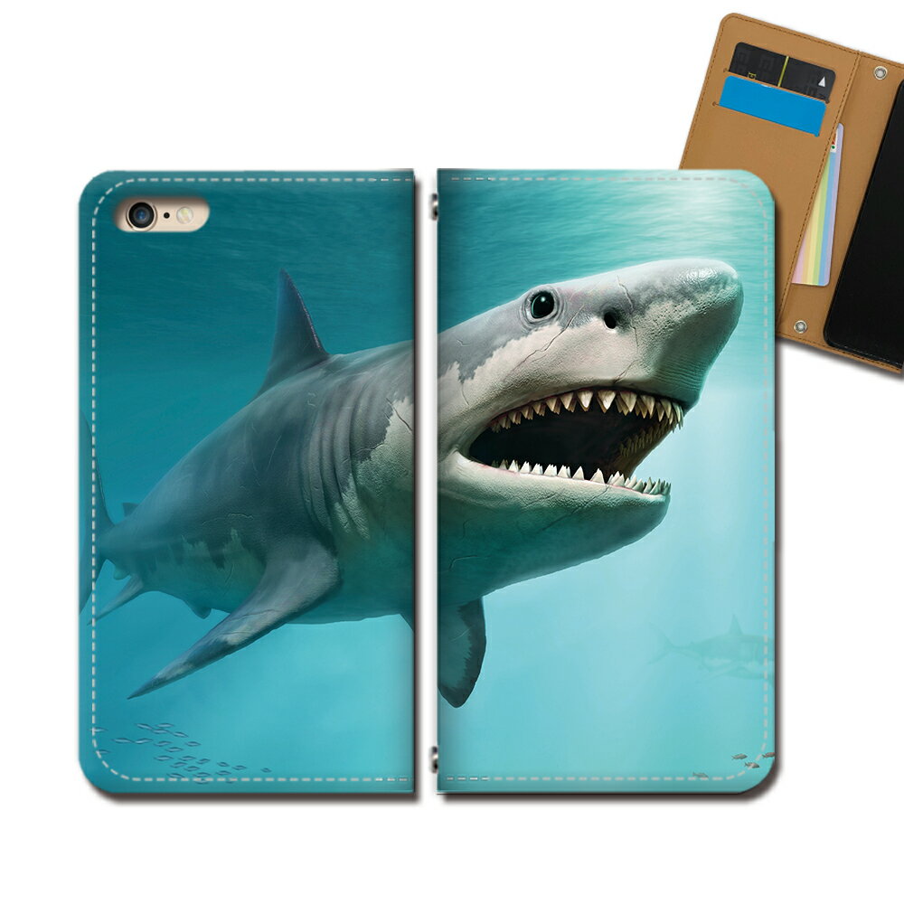 Galaxy S21 5G SC-51B スマホケース 手帳型 ベルトなし サメ 鮫 シャーク 海 スマホ カバー 海の生き物 バンドなし マグネット 手帳 携帯ケース eb36004_01 ギャラクシー ぎゃらくしー ファイブジー